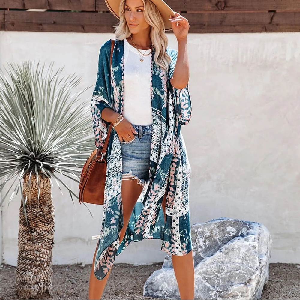 🌊AQUA🌊 Floral Kimono Cover-Up